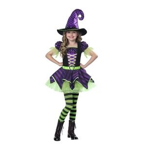 Girls Pretty Potion Purple and Black Kids Halloween Costume Dress in Size L